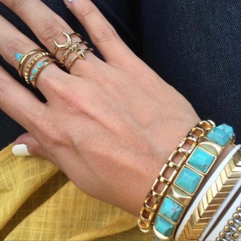 Stella & Dot Turquoise Stone Stacked Ring SM/MD